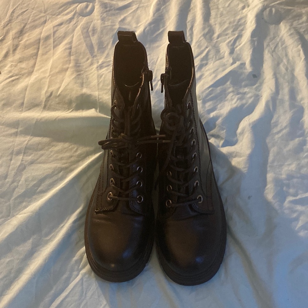 Black leather ankle boots